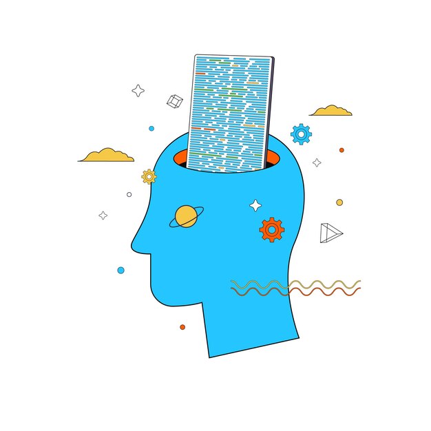 Vector code generation by programmer or artificial intelligence surreal flat conceptual illustration of program creation vector illustration