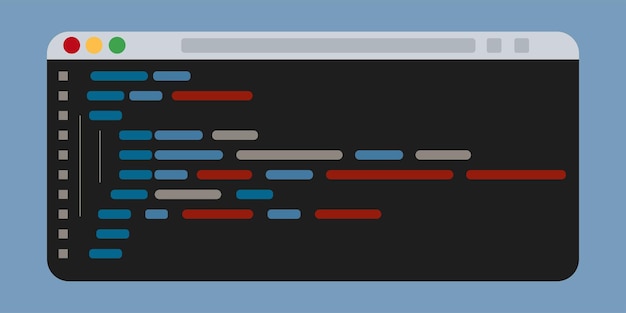 Vector code on screen vector illustration flat coding or programming script text on monitor