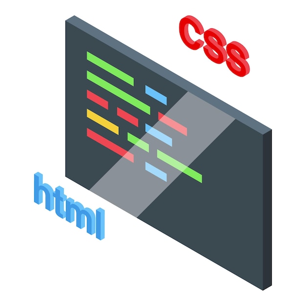 Vector code site optimization icon isometric vector responsive web design