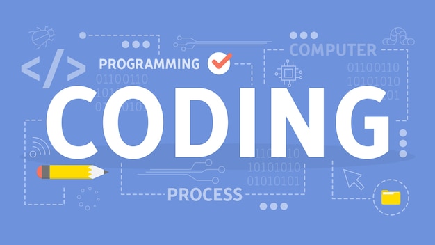 Vector coding concept. idea of programming and computer