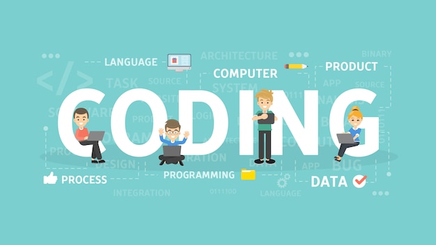 Vector coding concept illustration. idea of programming, development and software.