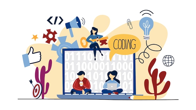 Vector coding concept. programming and web . working as programmer. idea of modern technology.    illustration