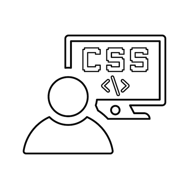 Vector coding css developer line icon outline vector