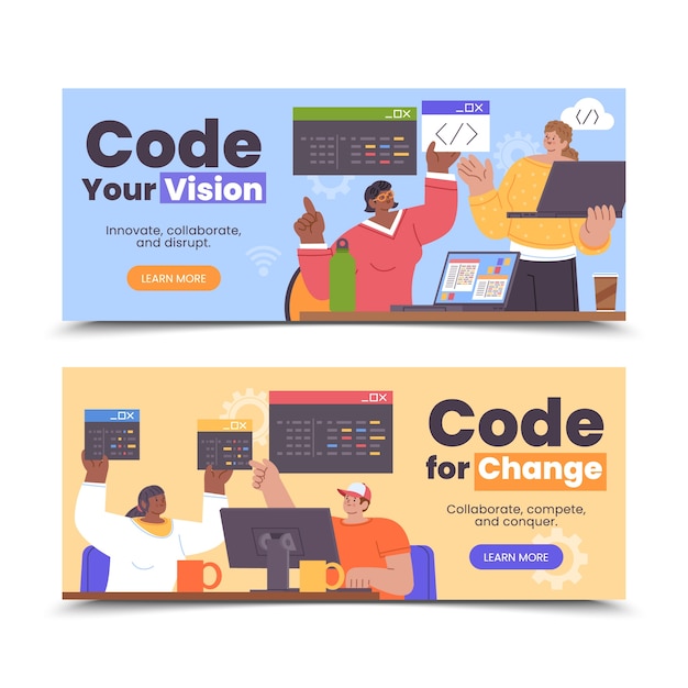 Vector coding and programming banners