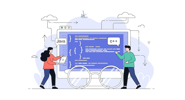 Vector coding and programming collaboration java and c development