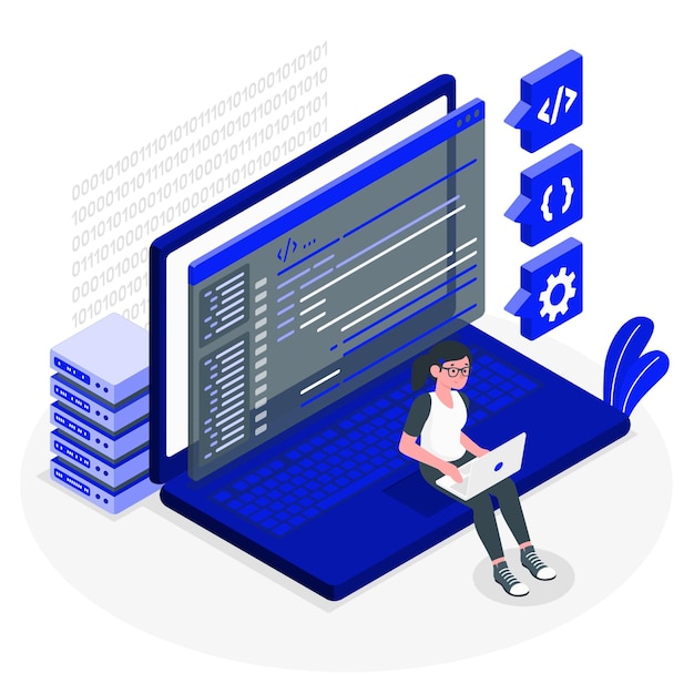 Vector coding and programming software development illustration