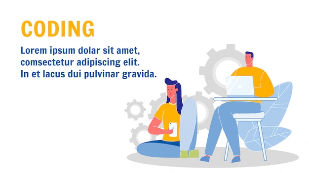 Vector coding vector web banner layout with copyspace