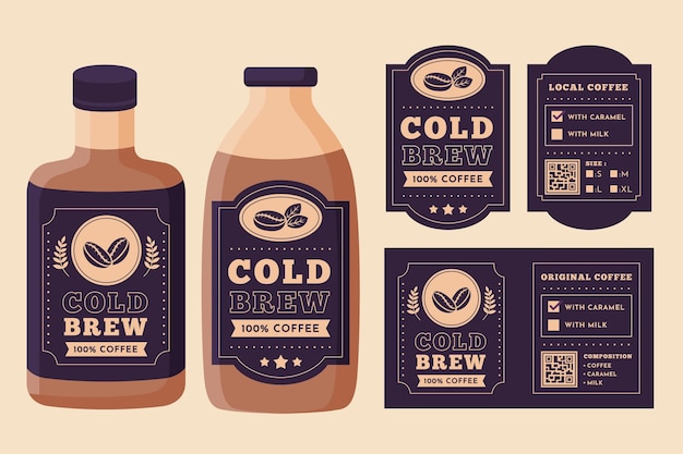 Vector cold brew coffee labels design