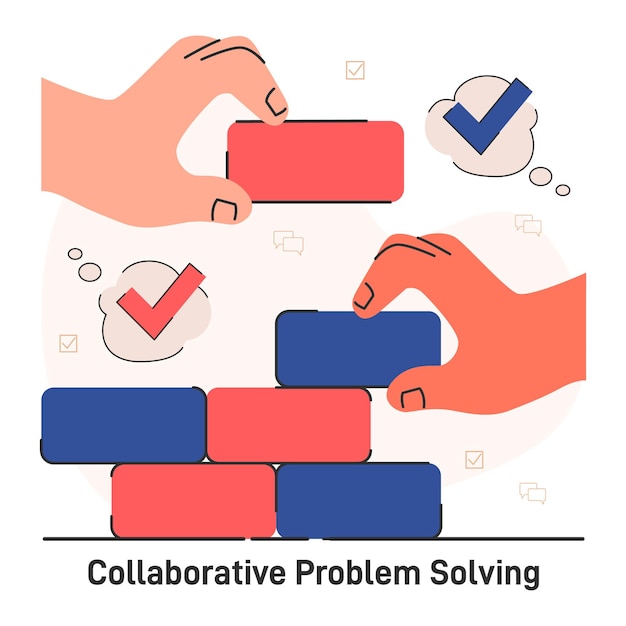 Vector collaborative problem solving character with conflict resolution skill building a base for problem