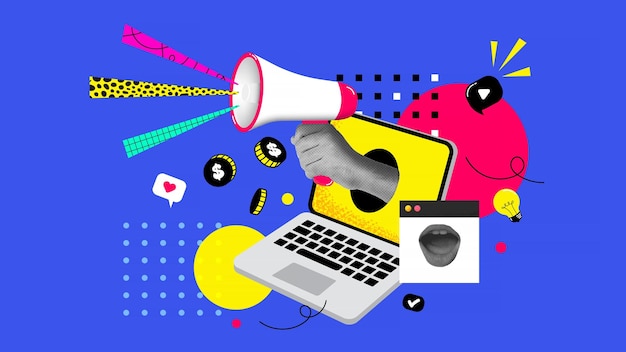 Vector collage poster design digital marketing