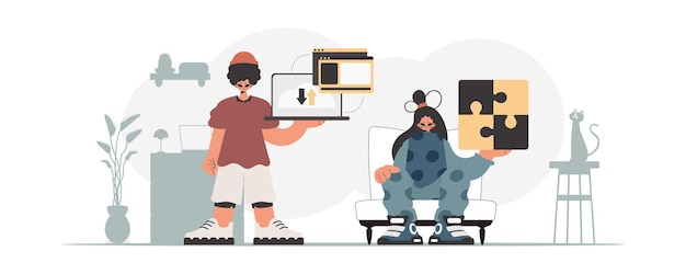 Vector a collect of seo stars synchronization and security of data capacity concept trendy style vector illustration