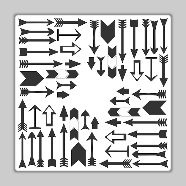 Vector collection of black arrow icons for direction and navigation