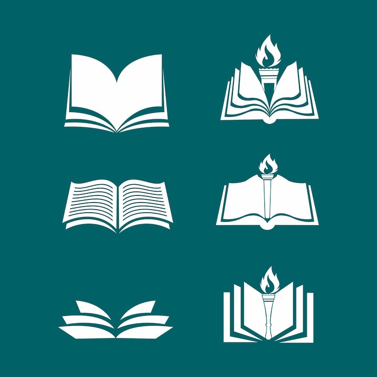 Vector collection of book and torch icons