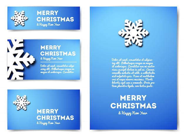 Vector collection of christmas banners with snowflake