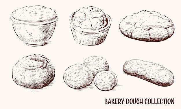 Vector collection of drawn bakery dough