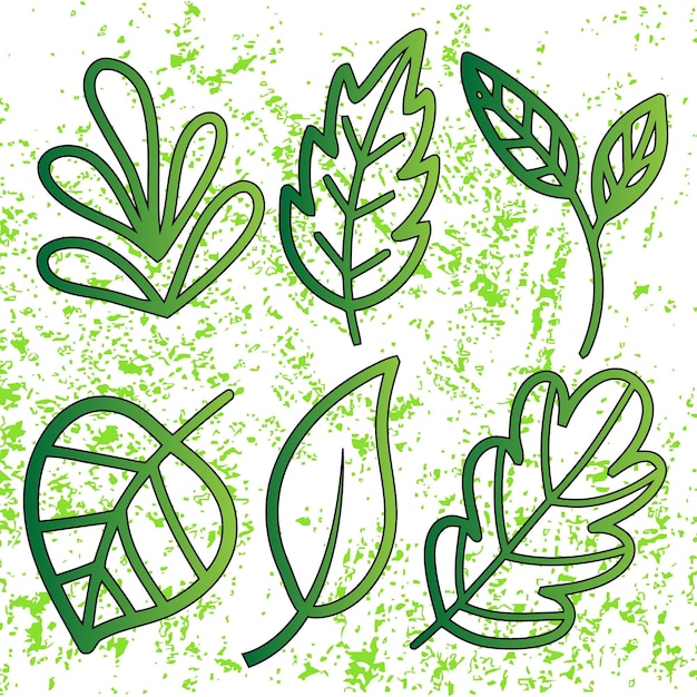 Vector collection of green leaves and botanical elements