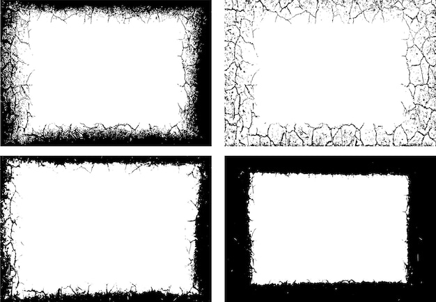 Vector collection of grunge and distressed border frames collection of grunge frame set of four distress