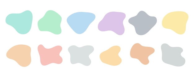 Vector collection of irregular round blots forming graphic elements in pastel colors