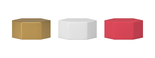 Vector collection realistic hexagon stage platform display product advertising presentation d vector