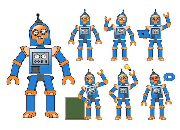 Vector collection of robot character in various pose