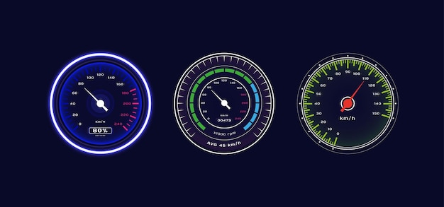 Vector collection of speedometer gauge for automotive or transportation element design