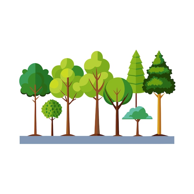 Vector a collection of trees flat style vector illustration