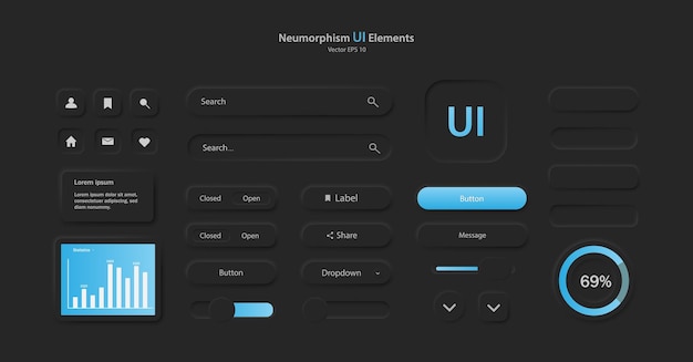 Vector a collection of user interface elements for a mobile application a set of icons for user interface