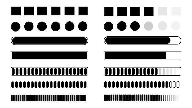 Vector collection of vector icons loading buffering symbols for websites load bar set of buffer loader