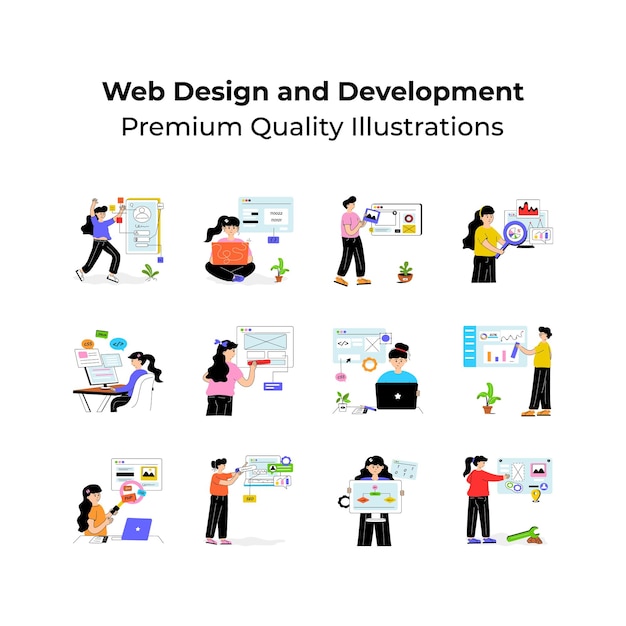 Vector collection of web design and development flat illustrations