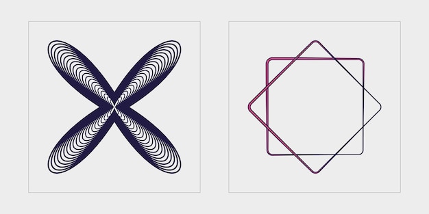 Vector collection of y2k elements trendy geometric postmodern figures templates for notes posters