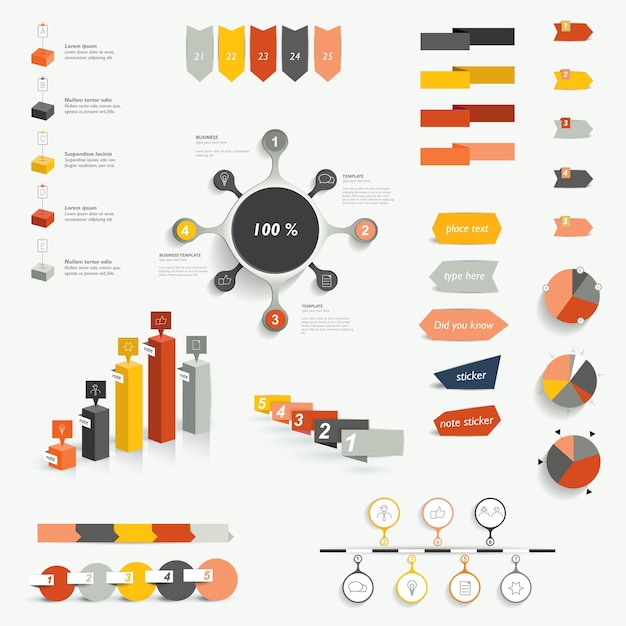 Vector collections of info graphics flat design diagrams.