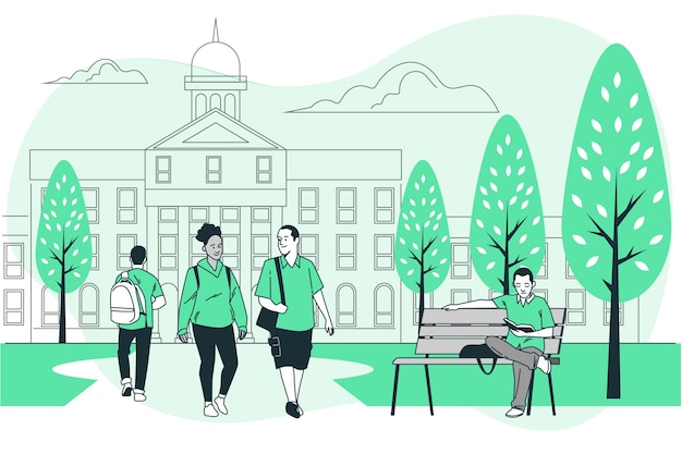 Vector college campus concept illustration