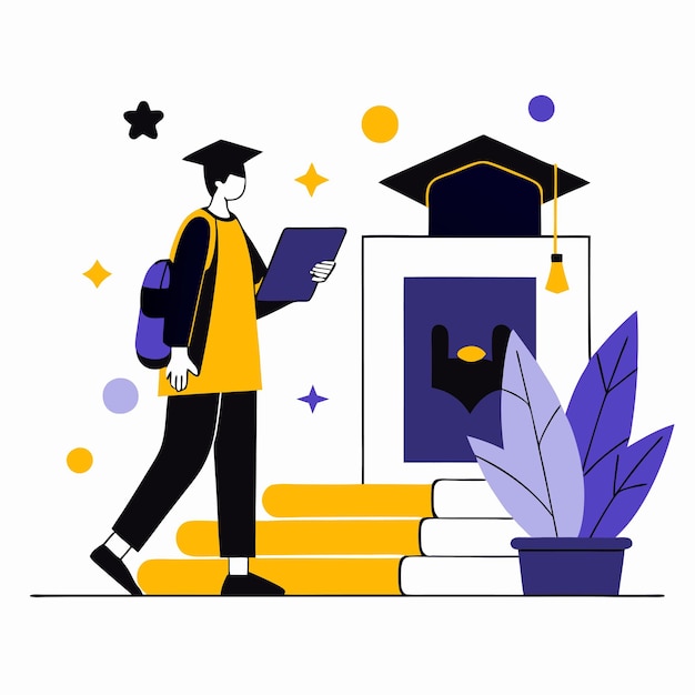 Vector college entrance exam preparations an illustration of determination and focus