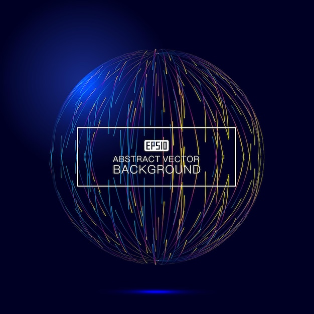 Vector color line composition of a threedimensional sphere abstract vector background
