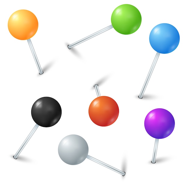 Vector color realistic map pins vector set