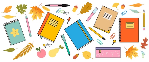 Vector color school stationery set