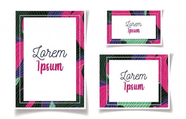 Vector colored foliage frame floral wedding cards