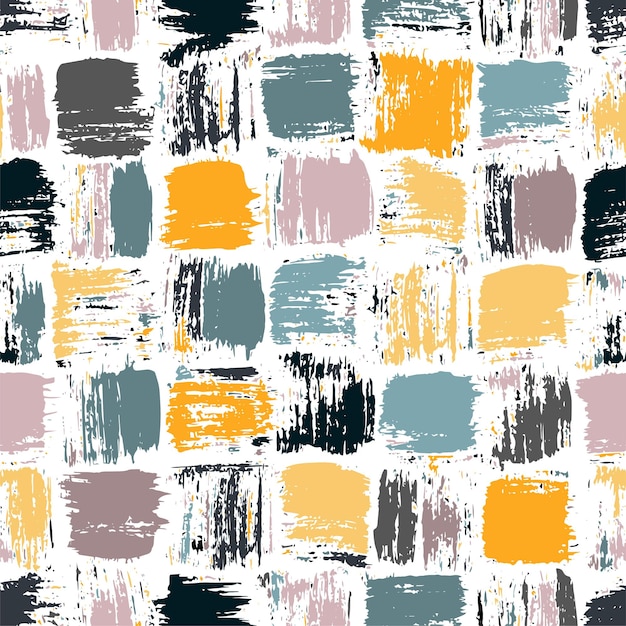 Vector colored seamless pattern with grunge squares
