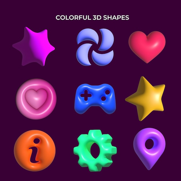 Vector colorful 3d shapes