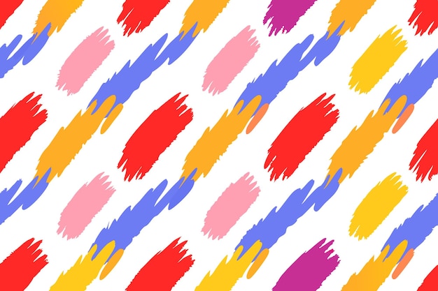Vector colorful abstract brush strokes seamless pattern on white background