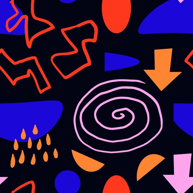 Vector colorful abstract doodle seamless pattern in trendy style