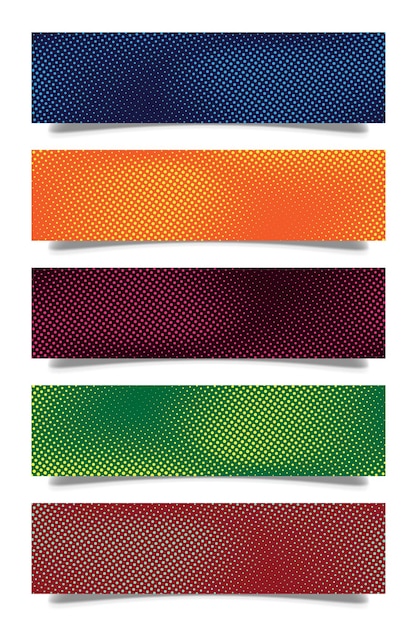 Vector colorful abstract halftone texture banner template set collection design vector
