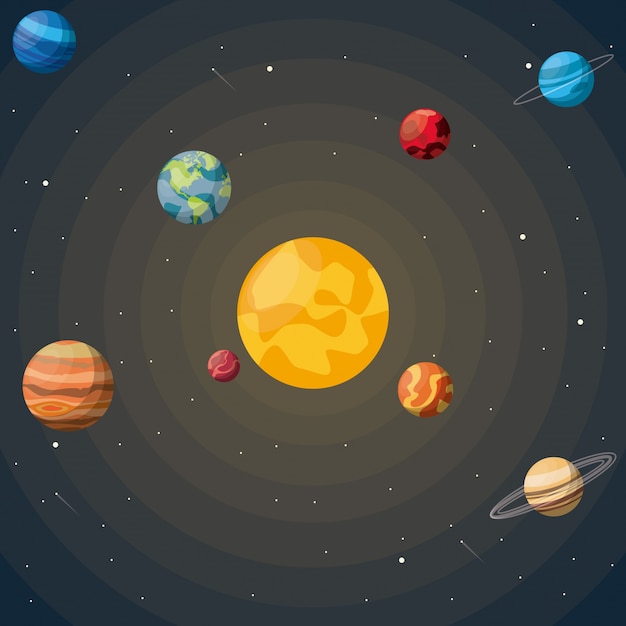 Vector colorful background of the solar system 