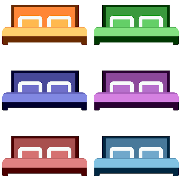 Vector colorful bed element icon game asset flat illustration