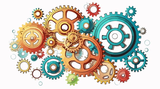 Vector colorful cartoon cogs and gears vector illustration
