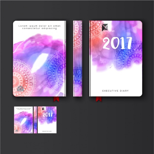 Vector colorful diary cover with decorative mandalas