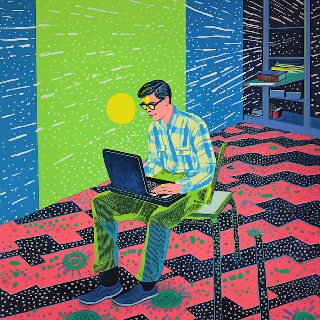 Vector colorful digital workspace illustration