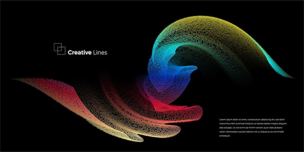 Vector colorful dynamic particle wave graphic vector illustration