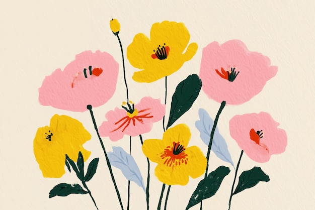 Vector colorful flower bouquet illustration in pastel tones