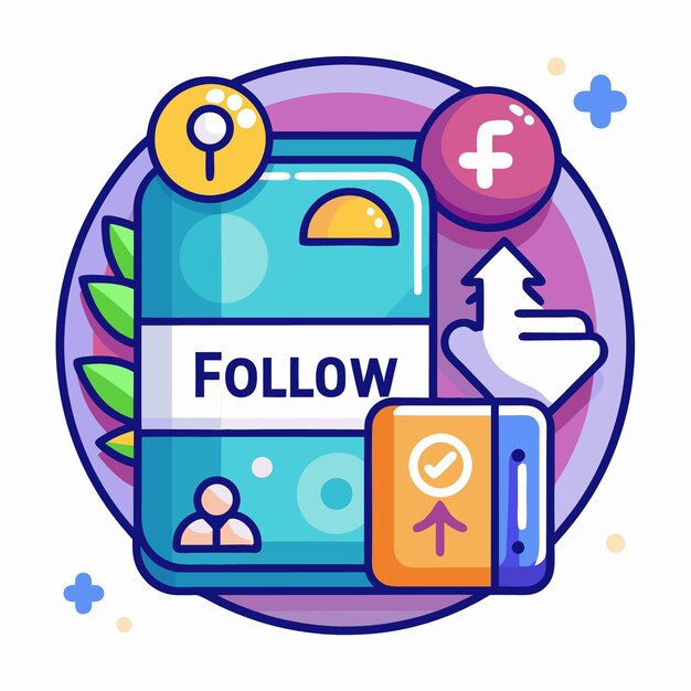 Vector colorful illustration of a follow button